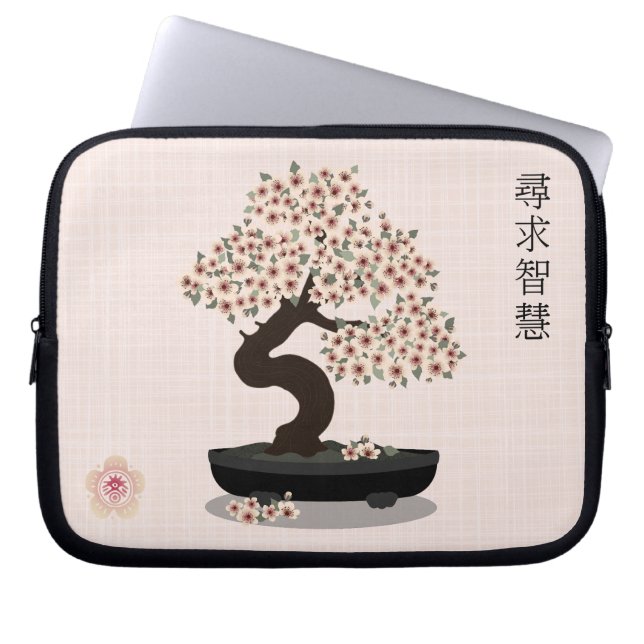 Funda Para Portátil Diseño gráfico del árbol de floración de bonsai fl (Frente)