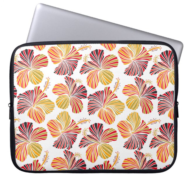 Funda Para Portátil Diseño hawaiano luminoso con plantas tropicales y  (Frente)
