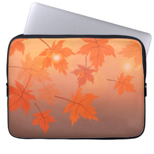 Funda Para Portátil Diseño otoñal con hojas de arce y efecto bokeh