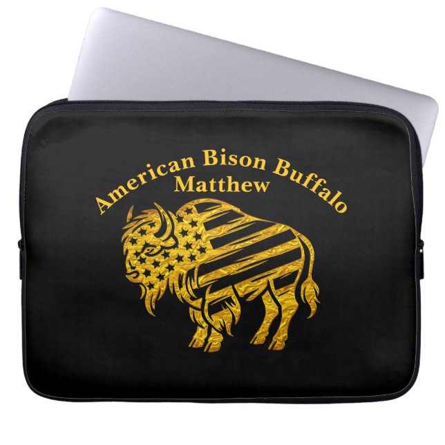 Funda Para Portátil Diseño Patriótico Gold Bison (Frente)