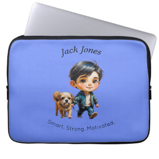 Funda Para Portátil Diseño personalizado de chico y perro de vuelta a