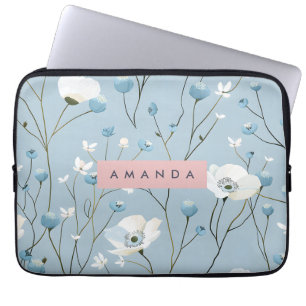 Funda Para Portátil Diseño personalizado de prado floral azul