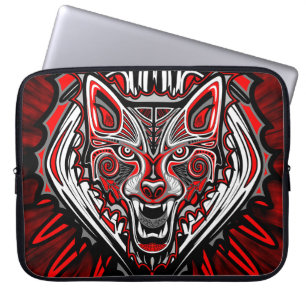 Funda Para Portátil Diseño Totémico Tribal Haida de Lobo