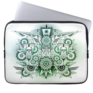 Funda Para Portátil Diseño Tribal Tinte Verde