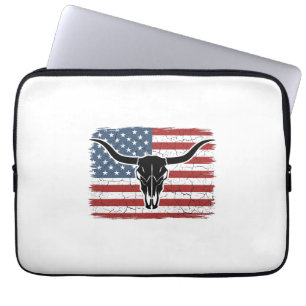 Funda Para Portátil Diseño vectorial de bandera americana de cráneo de