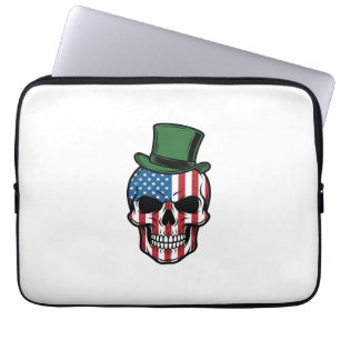 Funda Para Portátil diseño vectorial de bandera de cráneo de trébol vi