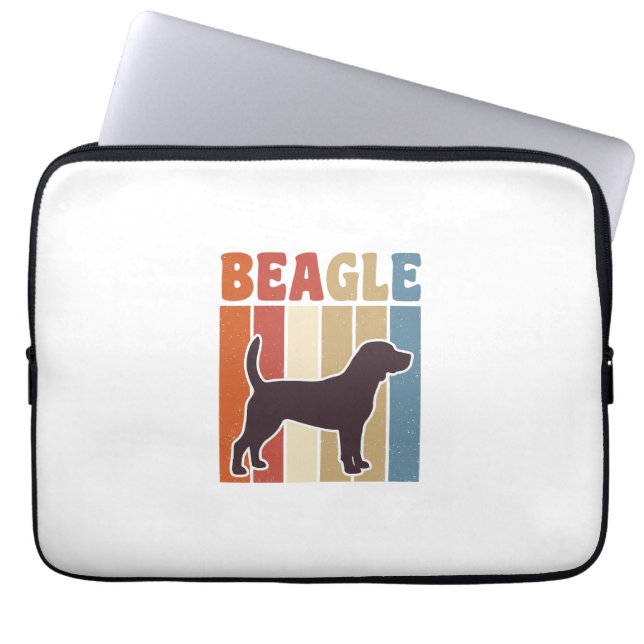 Funda Para Portátil Diseño vectorial de franja retro de perro Beagle v (Frente)