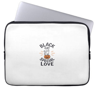 Funda Para Portátil Diseño Vectorial de Gato Negro Especial Amor Hallo