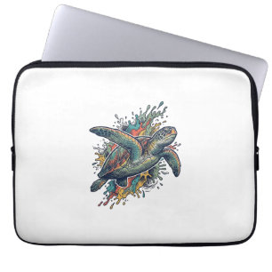 Funda Para Portátil Diseño vectorial de salpicadura de tortuga marina