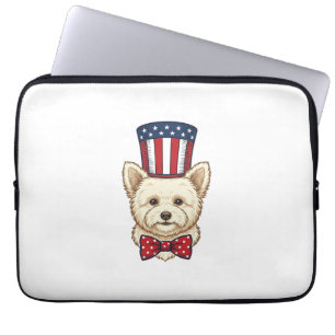 Funda Para Portátil Diseño vectorial vintage de perro patriótico con s