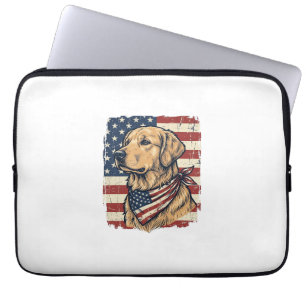 Funda Para Portátil diseño vectorial vintage patriótico de Golden Retr