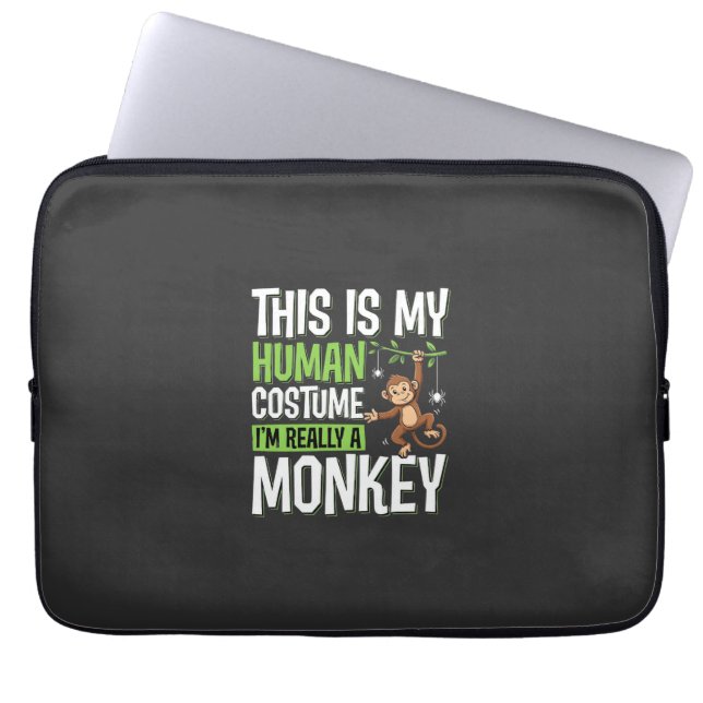 Funda Para Portátil Disfraz de mono divertido vector de Halloween (Frente)