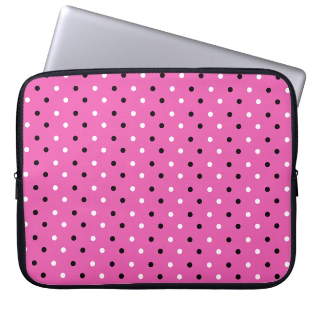 Funda Para Portátil Distancia Polka Dot Pink Black White (Frente)