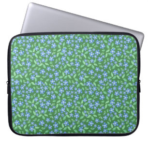 Funda Para Portátil Ditsy Blue Periwinys en floral verde
