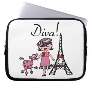 Funda Para Portátil Diva del pelo negro