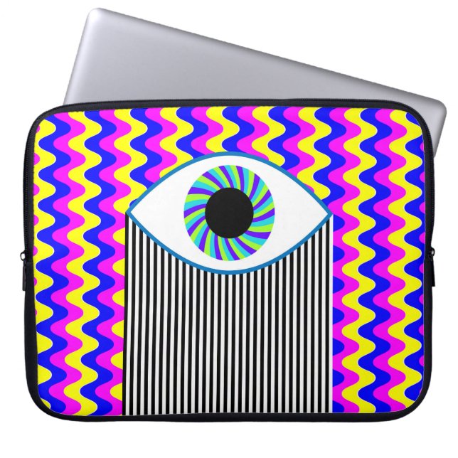 Funda Para Portátil Diversión de todos ver arte digital de ojos con w  (Frente)