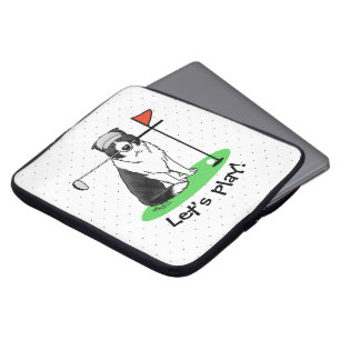 Funda Para Portátil Diversión del perro collie de borde jugando al gol
