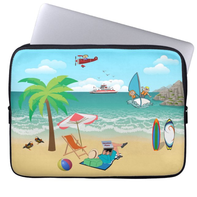 Funda Para Portátil Diversión en la Playa (Frente)
