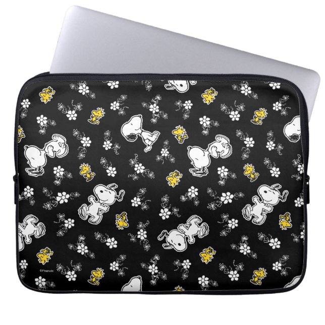 Funda Para Portátil Diversión y flores de Snoopy & Woodstock (Frente)