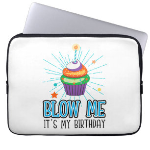 Funda Para Portátil Divertida torta dulce me golpea es mi cumpleaños