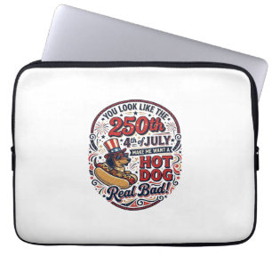 Funda Para Portátil Divertido 250º 4 de Julio Hot Dog Dachshund