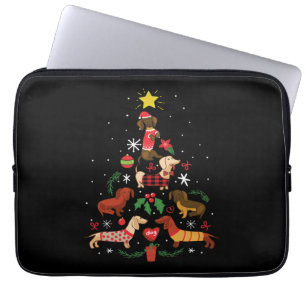 Funda Para Portátil Divertido árbol de Navidad Dachshund