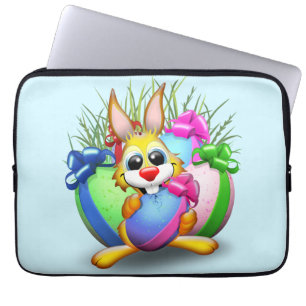 Funda Para Portátil Divertido conejo de Pascua y un personaje lindo mo