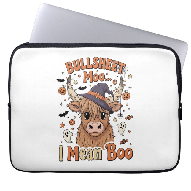 Funda Para Portátil Divertido folleto de la vaca de Halloween quiero d (Frente)