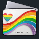 Funda Para Portátil Divertido orgullo LGBT moderno nombre personalizad<br><div class="desc">Este moderno diseño cuenta con un colorido corazón de arco iris y una ola de tiras de papel de arco iris. Su nombre personalizado está debajo. Personalice editando el texto en el cuadro de texto proporcionado. #lgbt #orgullo #lesbian #gay #personalizado #personalizegifts #lgbtgifts #corazón #amor #amor #amor #igualdad #transgénero #electrónica #regalo...</div>