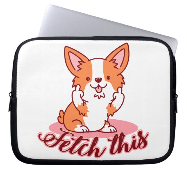 Funda Para Portátil Divertido perro de Corgi medio capta esto (Frente)
