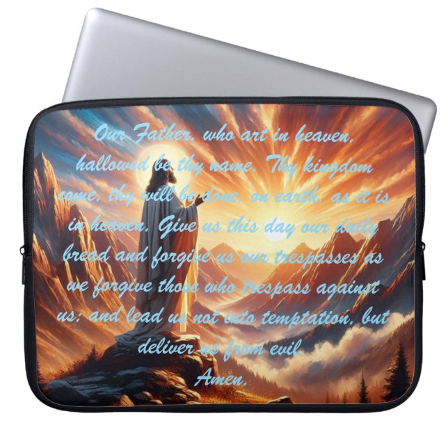 Funda Para Portátil Divina puesta de sol: Inspiración de oración del S (Frente)