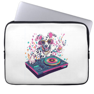 Funda Para Portátil DJ Dálmata � Fiesta Rave EDM Perro