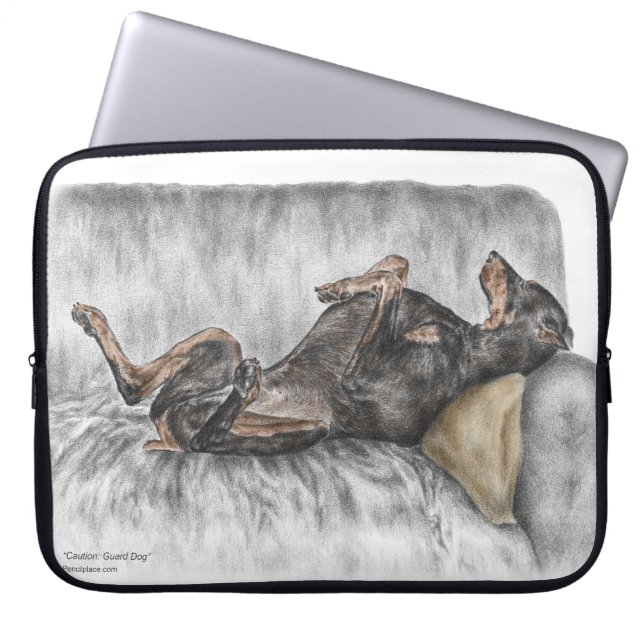 Funda Para Portátil Doberman gracioso en Sofa (Frente)
