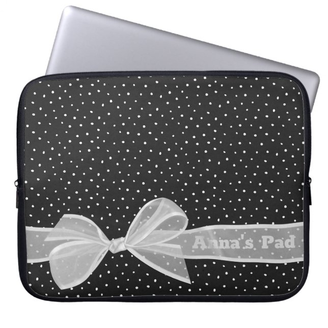 Funda Para Portátil Doble blanco y cinta de opciones sobre puntos con  (Frente)