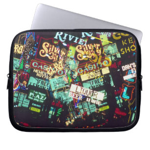 Funda Para Portátil Doble exposición, señales de casino, Las Vegas,