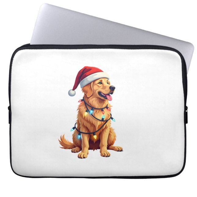 Funda Para Portátil Dog Golden Retriever Santa Christmas Xmas Lights ( (Frente)