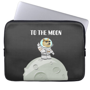 Funda Para Portátil Dogecoin a la luna divertido perro astronauta negr
