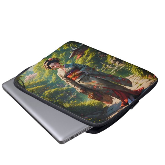 Funda Para Portátil Doncella del Jardín Verde (Inferior anverso)