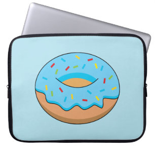 Funda Para Portátil Donut de escarcha azul con Personalizado Sprinkles