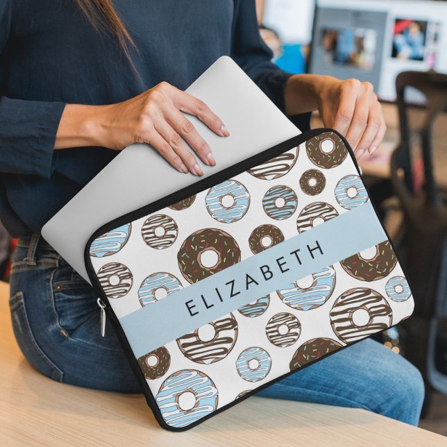 Funda Para Portátil Donuts azules, donuts marrones, rociadores, tu nom (Subido por el creador)