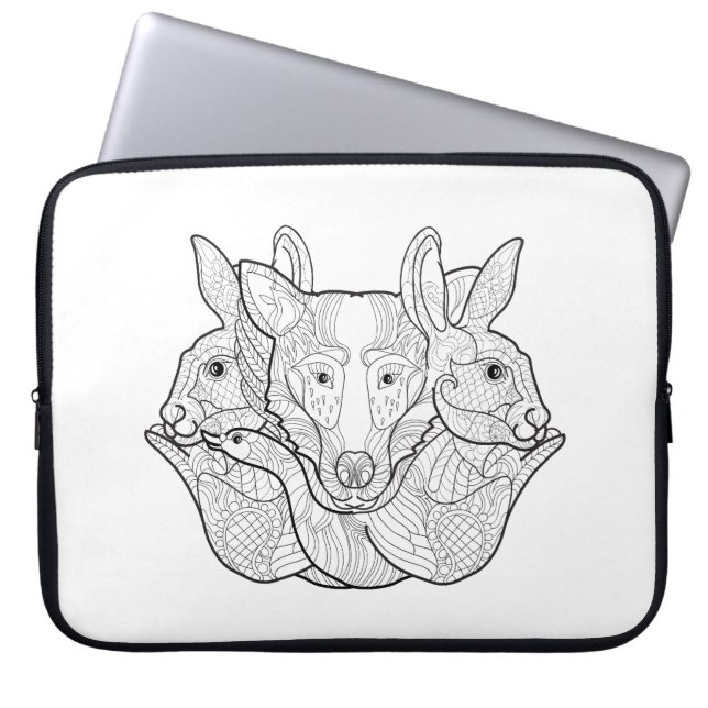 Funda Para Portátil Doodle animal del grupo (Frente)