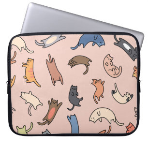 Funda Para Portátil Doodle Cats Vintage Seamless Ilustracion