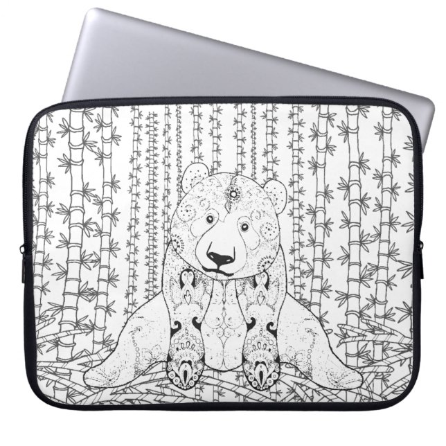 Funda Para Portátil Doodle de bambú de la panda (Frente)