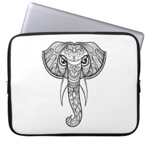 Funda Para Portátil Doodle de la cabeza del elefante