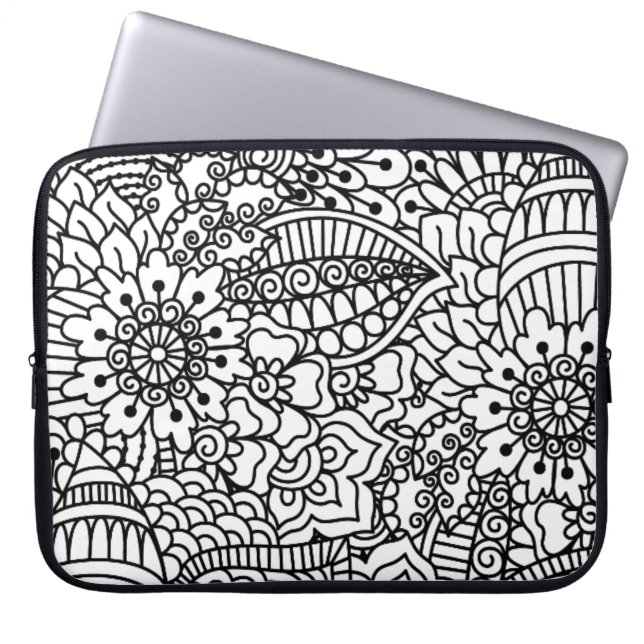 Funda Para Portátil Doodle de la flor (Frente)