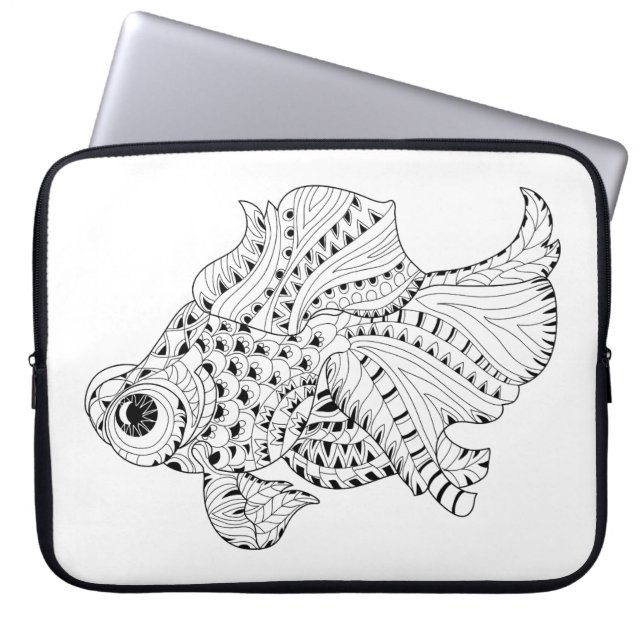 Funda Para Portátil Doodle de los pescados (Frente)