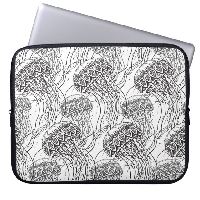 Funda Para Portátil Doodle de los pescados de jalea (Frente)