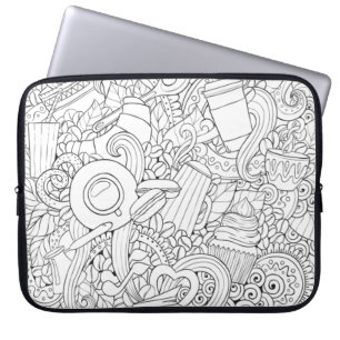 Funda Para Portátil Doodle del café y del té