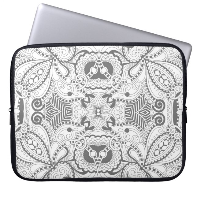 Funda Para Portátil Doodle del cuadrado de la flor (Frente)
