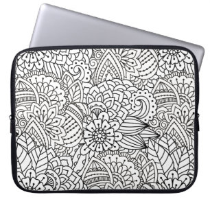 Funda Para Portátil Doodle del diseño floral